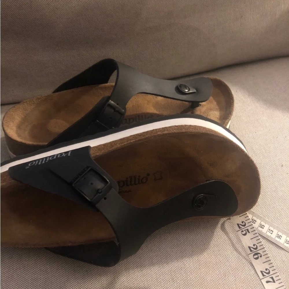 Gizeh Birko-Flora Black Sandals. - Picture 4 of 7